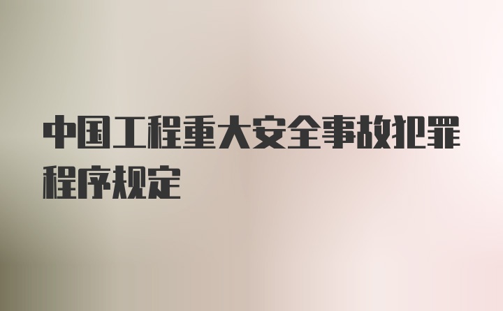 中国工程重大安全事故犯罪程序规定