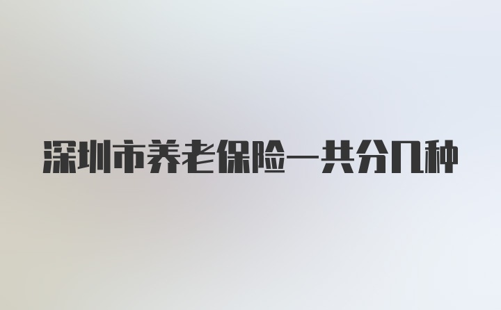 深圳市养老保险一共分几种