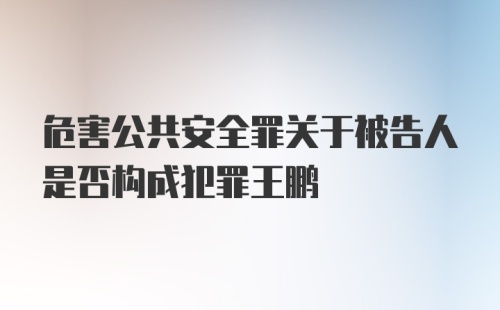 危害公共安全罪关于被告人是否构成犯罪王鹏