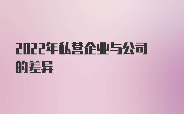 2022年私营企业与公司的差异