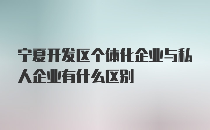 宁夏开发区个体化企业与私人企业有什么区别