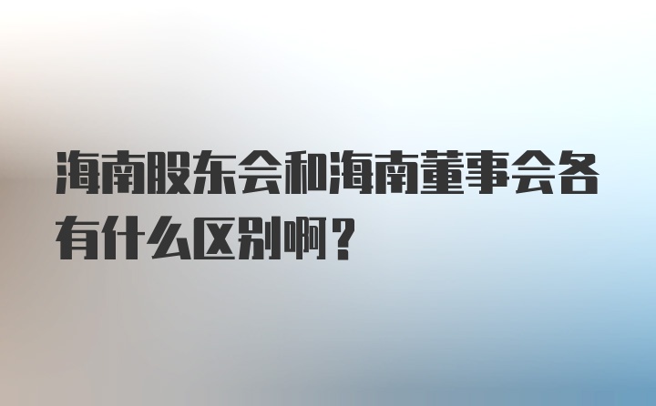 海南股东会和海南董事会各有什么区别啊？