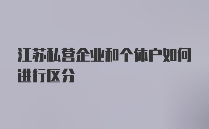 江苏私营企业和个体户如何进行区分