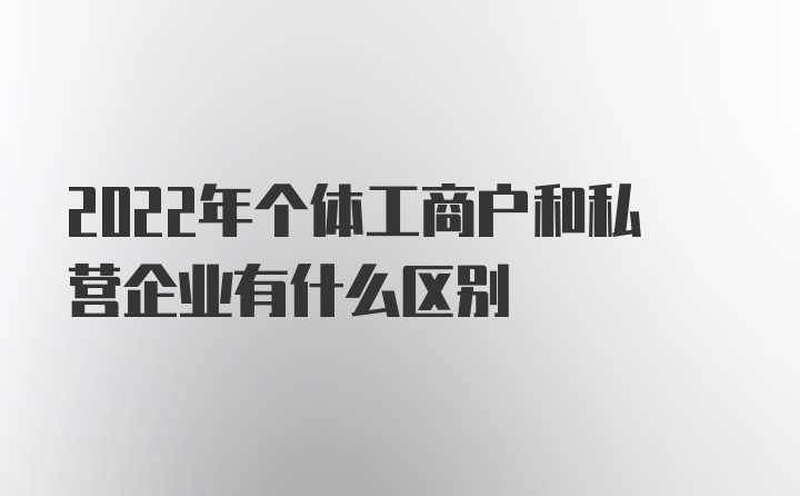 2022年个体工商户和私营企业有什么区别