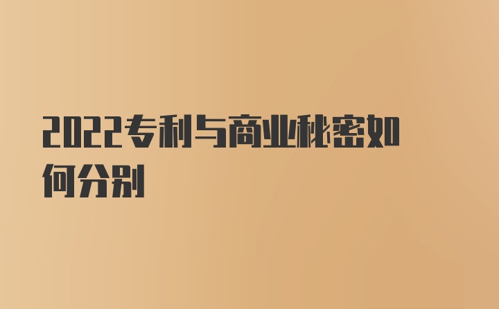 2022专利与商业秘密如何分别