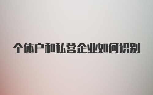 个体户和私营企业如何识别