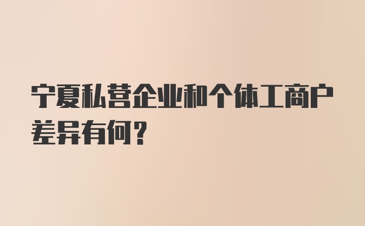 宁夏私营企业和个体工商户差异有何？