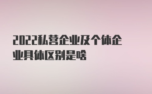 2022私营企业及个体企业具体区别是啥