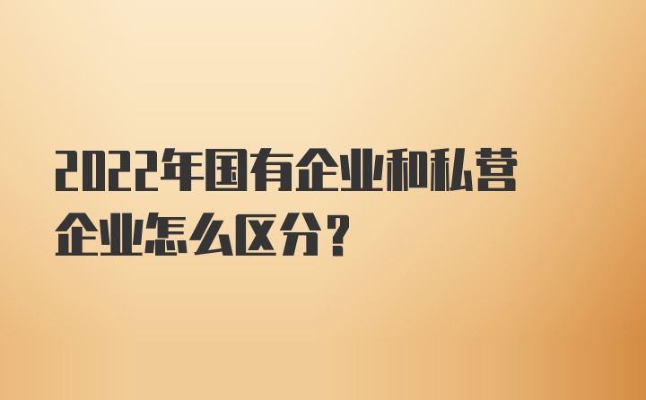 2022年国有企业和私营企业怎么区分？