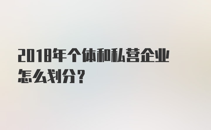 2018年个体和私营企业怎么划分？