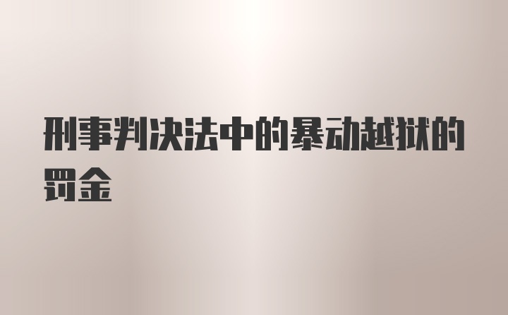 刑事判决法中的暴动越狱的罚金