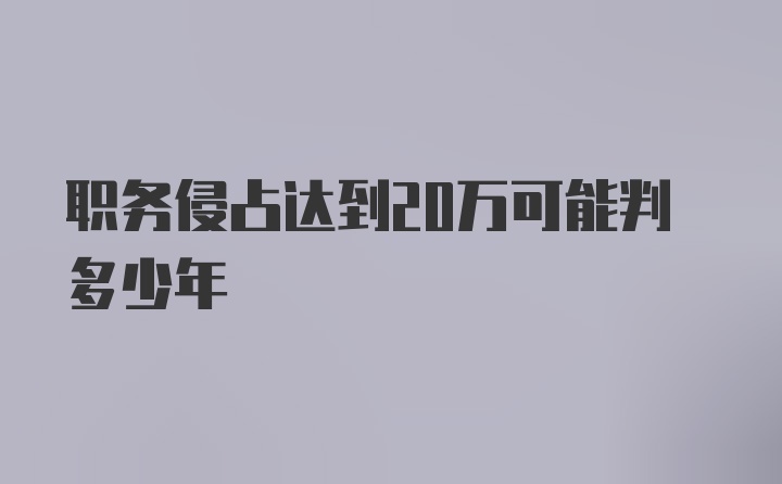 职务侵占达到20万可能判多少年