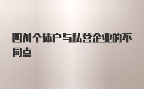 四川个体户与私营企业的不同点