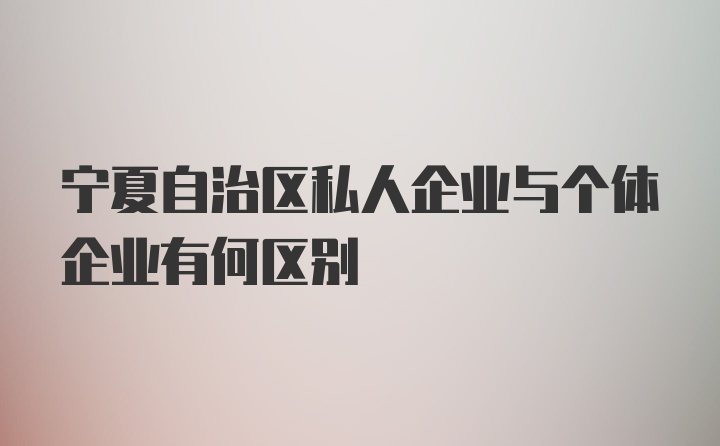 宁夏自治区私人企业与个体企业有何区别