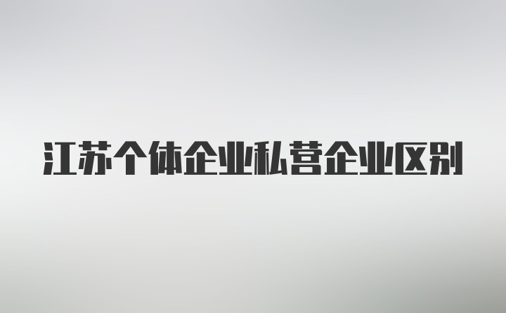 江苏个体企业私营企业区别