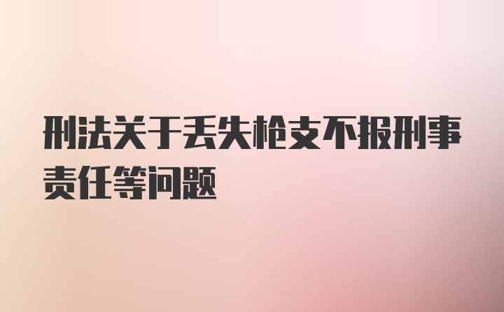 刑法关于丢失枪支不报刑事责任等问题