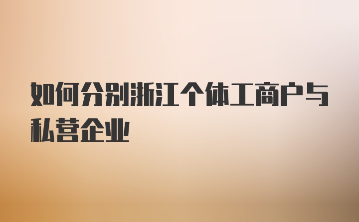 如何分别浙江个体工商户与私营企业