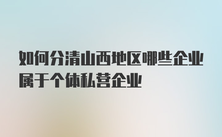 如何分清山西地区哪些企业属于个体私营企业