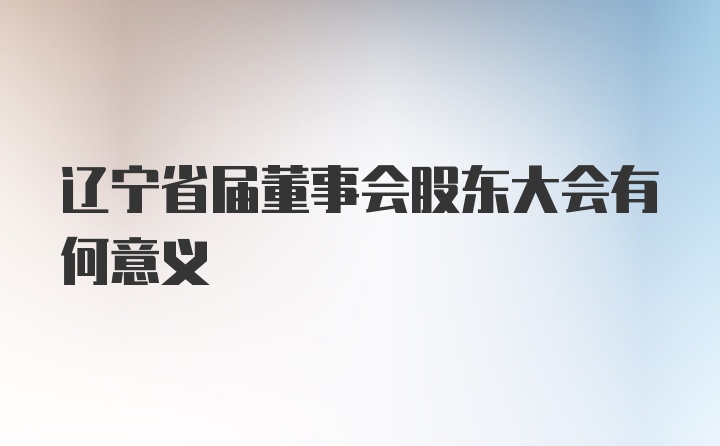 辽宁省届董事会股东大会有何意义