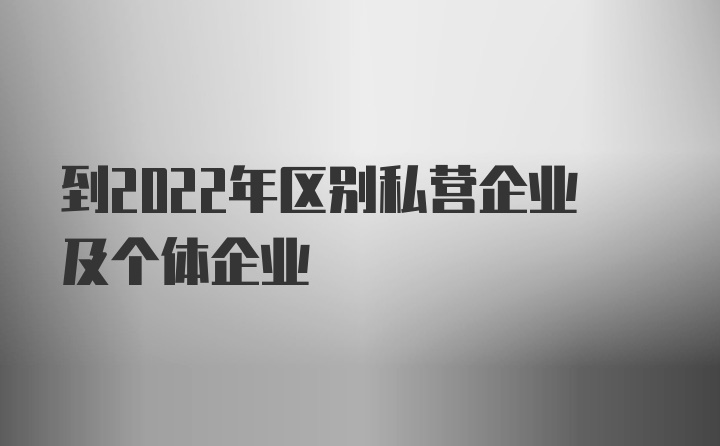 到2022年区别私营企业及个体企业