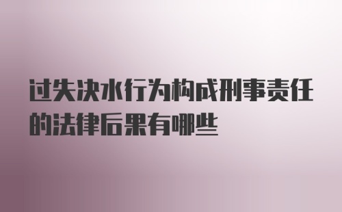 过失决水行为构成刑事责任的法律后果有哪些