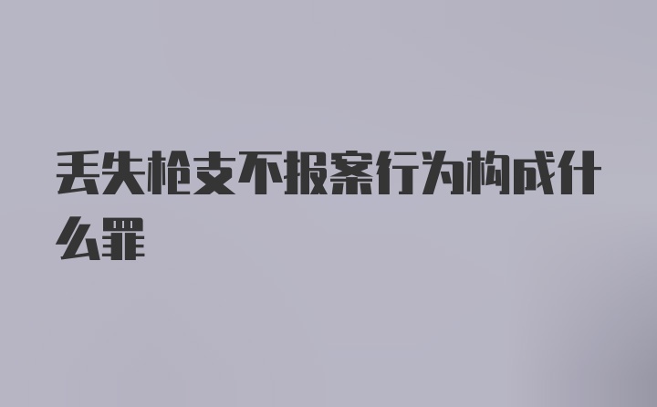 丢失枪支不报案行为构成什么罪