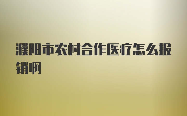 濮阳市农村合作医疗怎么报销啊