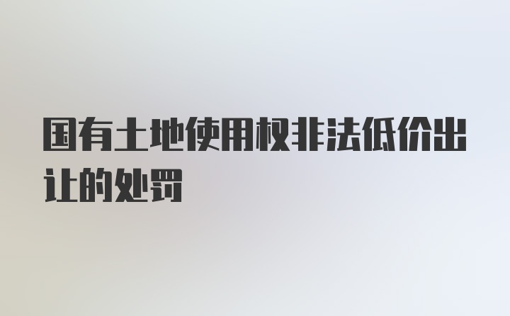 国有土地使用权非法低价出让的处罚