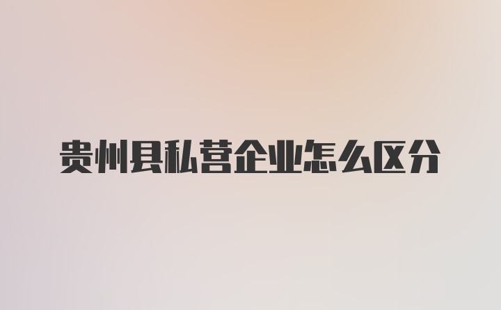 贵州县私营企业怎么区分