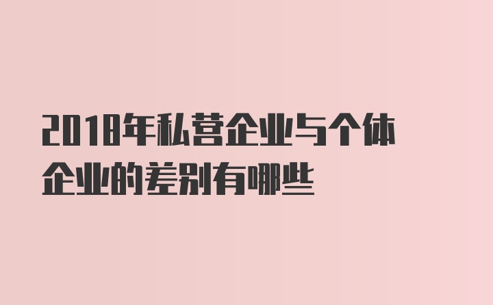 2018年私营企业与个体企业的差别有哪些