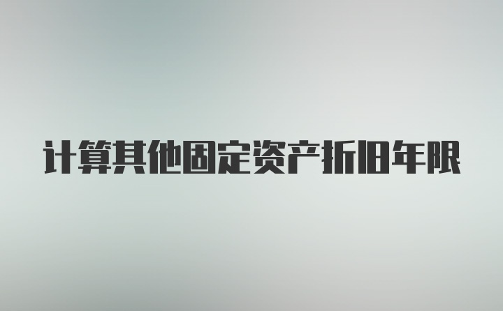 计算其他固定资产折旧年限