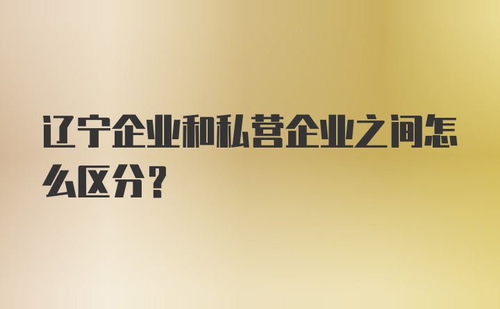 辽宁企业和私营企业之间怎么区分？