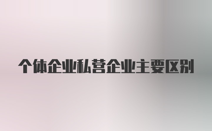 个体企业私营企业主要区别