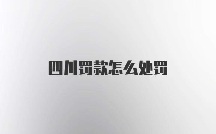 四川罚款怎么处罚