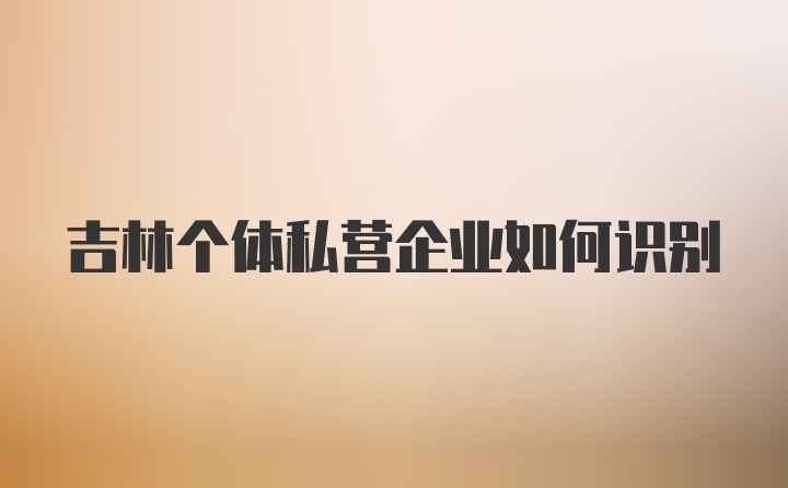 吉林个体私营企业如何识别