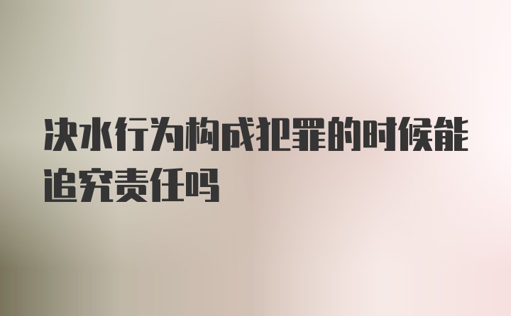 决水行为构成犯罪的时候能追究责任吗