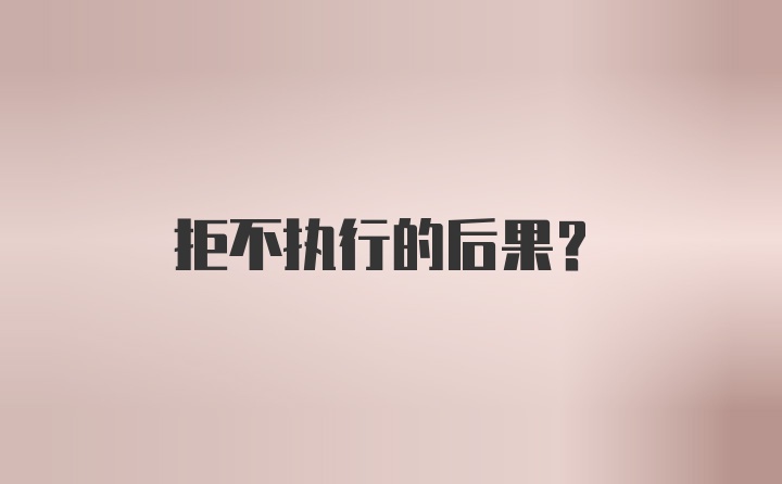 拒不执行的后果？