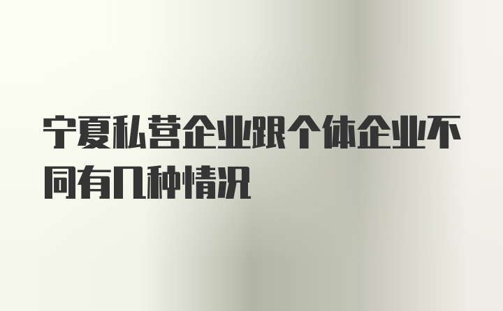 宁夏私营企业跟个体企业不同有几种情况