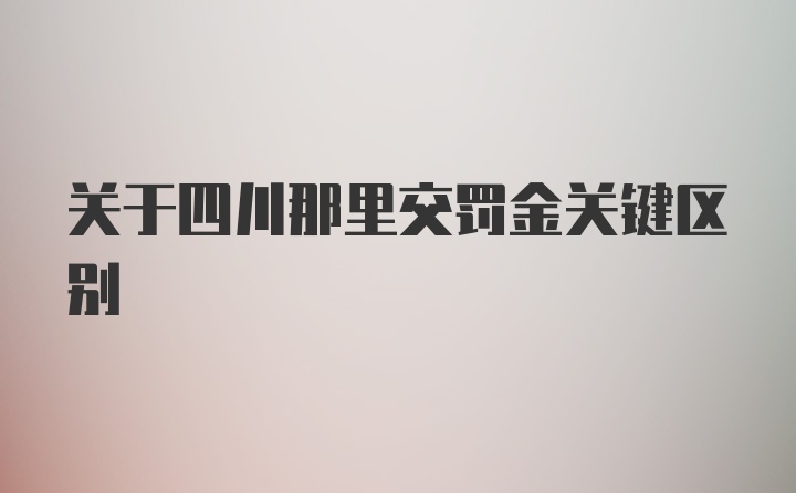 关于四川那里交罚金关键区别