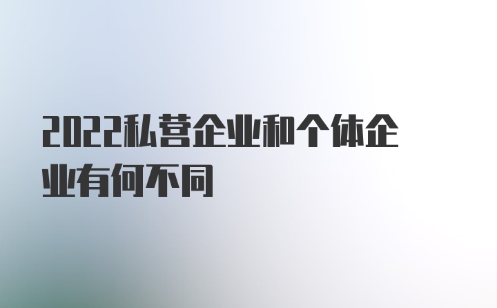 2022私营企业和个体企业有何不同