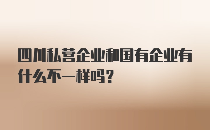 四川私营企业和国有企业有什么不一样吗？