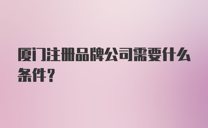 厦门注册品牌公司需要什么条件？