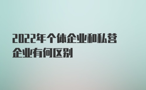 2022年个体企业和私营企业有何区别