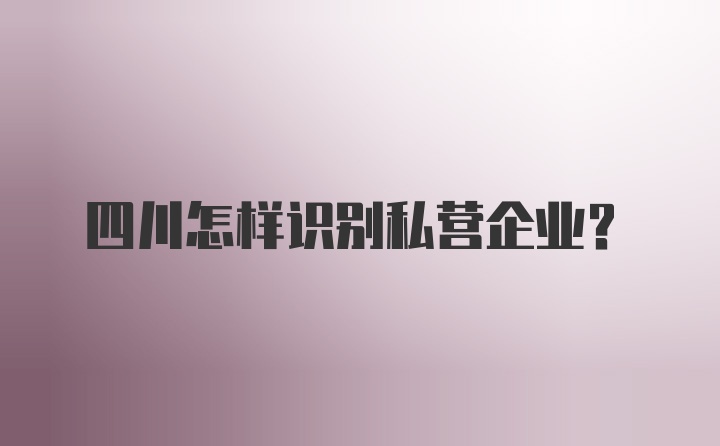 四川怎样识别私营企业？