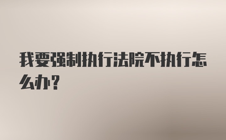 我要强制执行法院不执行怎么办？