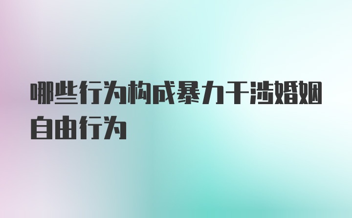 哪些行为构成暴力干涉婚姻自由行为