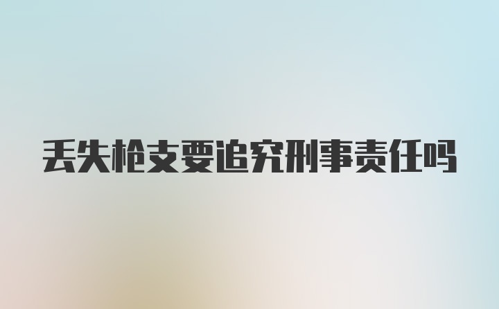 丢失枪支要追究刑事责任吗