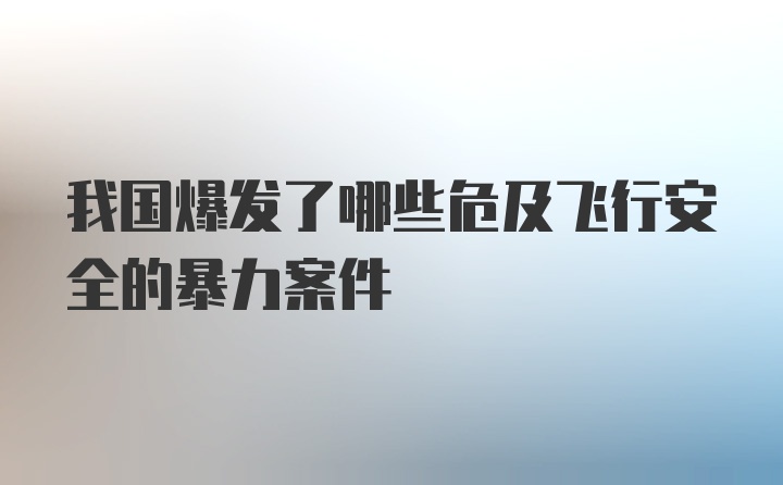 我国爆发了哪些危及飞行安全的暴力案件