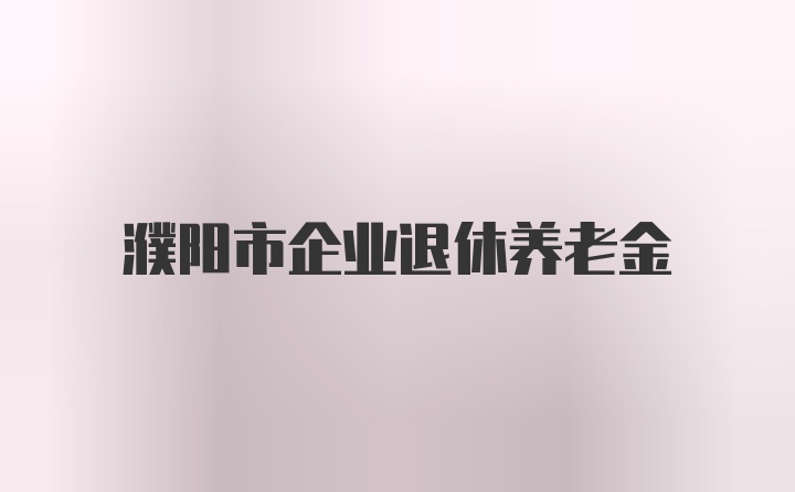 濮阳市企业退休养老金