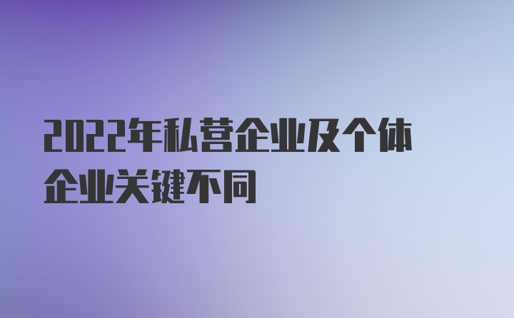 2022年私营企业及个体企业关键不同